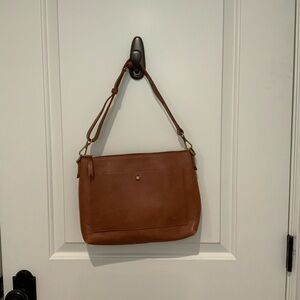 Madewell Tan Leather Shoulder Bag with Front Pocket